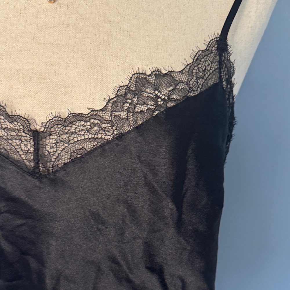 Victoria’s Secret Black Satin & Eyelash Lace Trim Camisole Top - Large - Picture 5 of 13